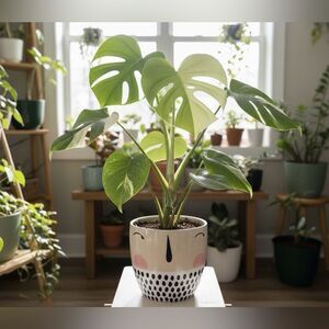 7" Indoor Ceramic Planter - Unique Face Design Houseplant Pot